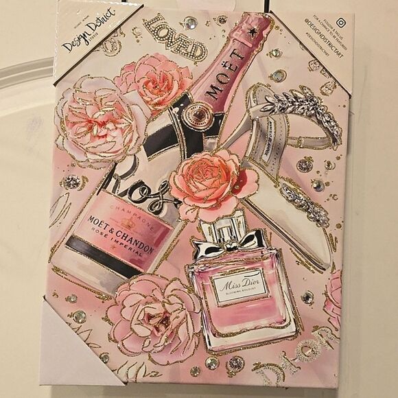 Design District Celebration Fashion Dior 3D Jewel Embellished Canvas Wall Decor - Picture 4 of 6